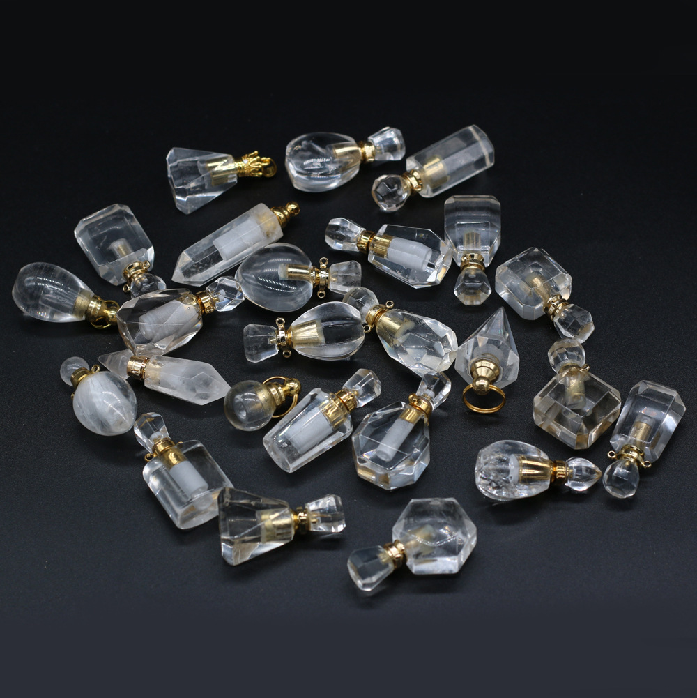 Exquisite natural semi-precious stone perfume bottles, white crystal, various shapes, DIY accessories, fashionable and exquisite wholesale production pic 38