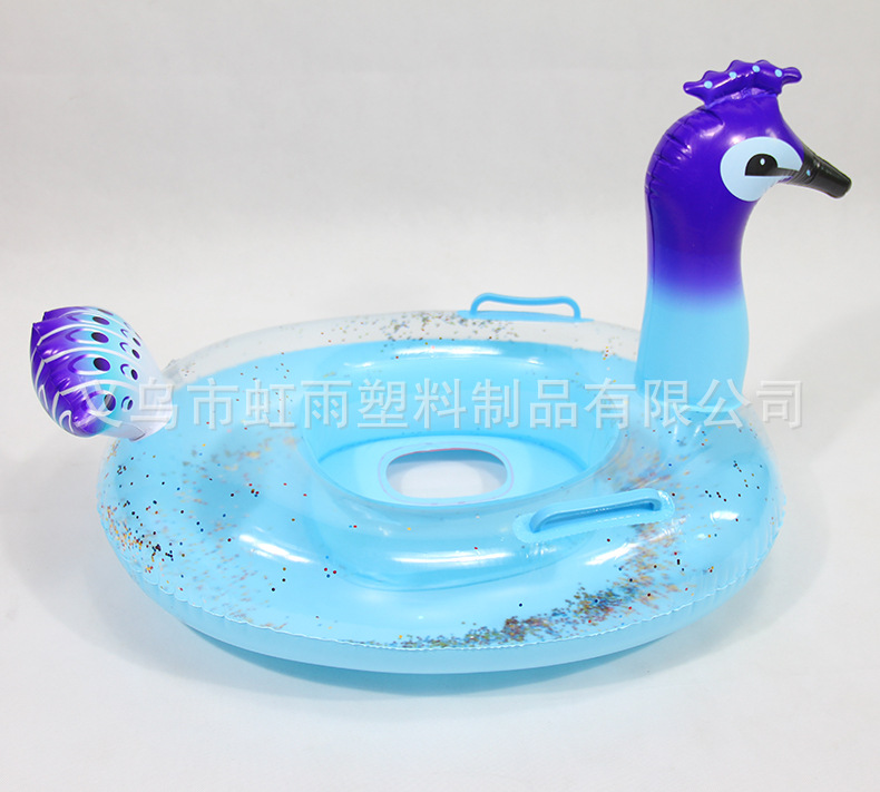 亮片孔雀艇水上充气儿童玩具座圈带翅膀防侧翻游泳圈婴儿坐圈批发详情5