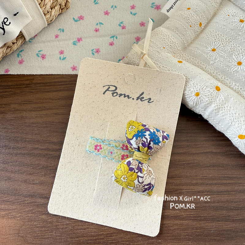 韩国春季新款田园小碎花kt猫蝴蝶结头饰胸针服饰配件饰辅料批发详情7