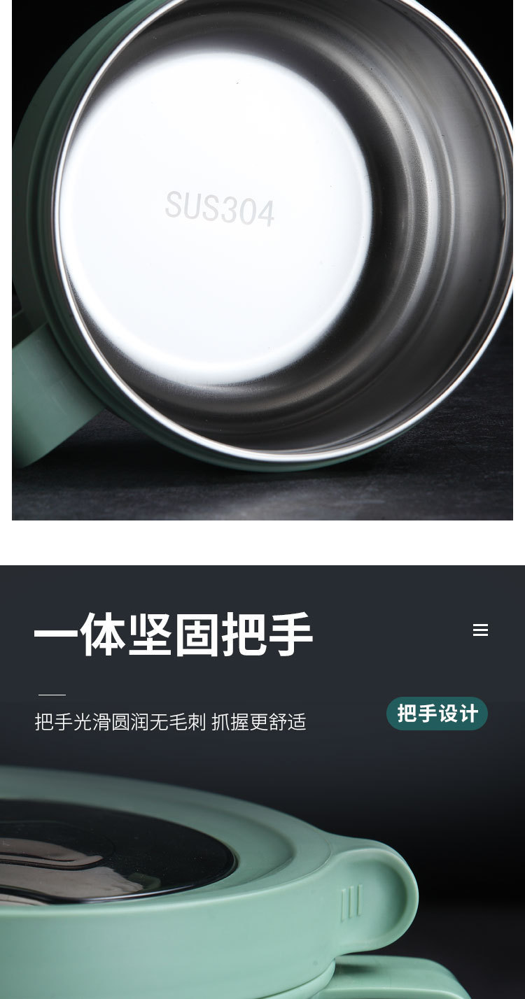 创意304不锈钢泡面碗 上班族便携式圆形保温饭盒 带勺不锈钢餐具详情11