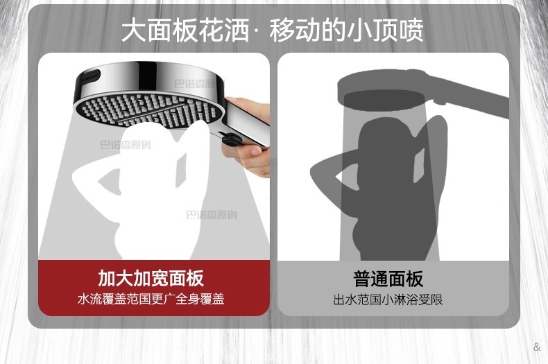 增压花洒喷头淋浴头超强加压浴室洗澡家用水龙头浴霸莲蓬花洒套装详情9