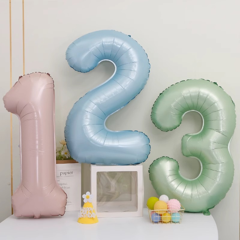 40寸ins风复古橄榄绿婴儿粉蓝数字气球 生日派对装饰布置铝膜气球详情2