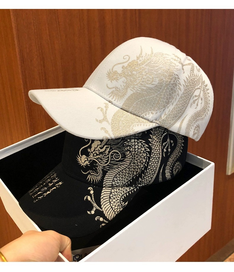 The new popular Chinese wind dragon pattern baseball cap for women, summer cap, ins trendy brand sunshade baseball cap for men and women pic 5