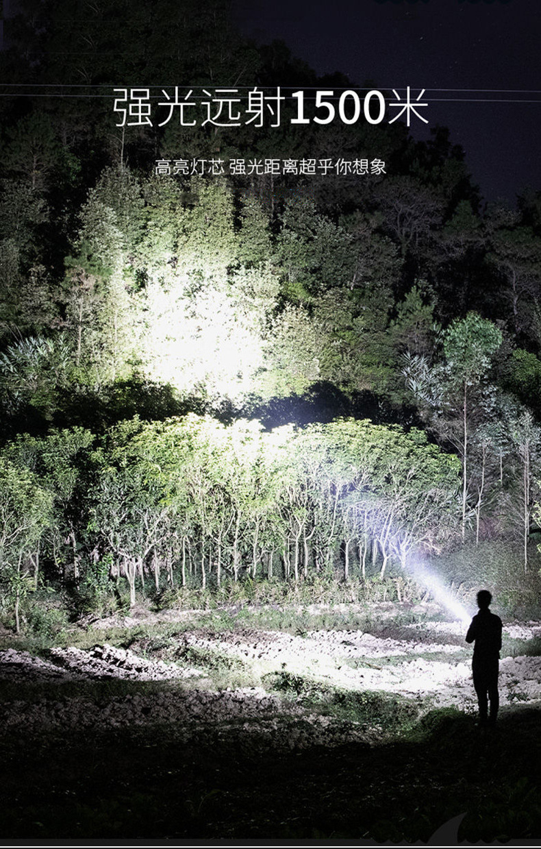 Factory direct sales of outdoor searchlights, high-intensity long-range led flashlights, USB charging COB side lights, camping rechargeable type pic 4