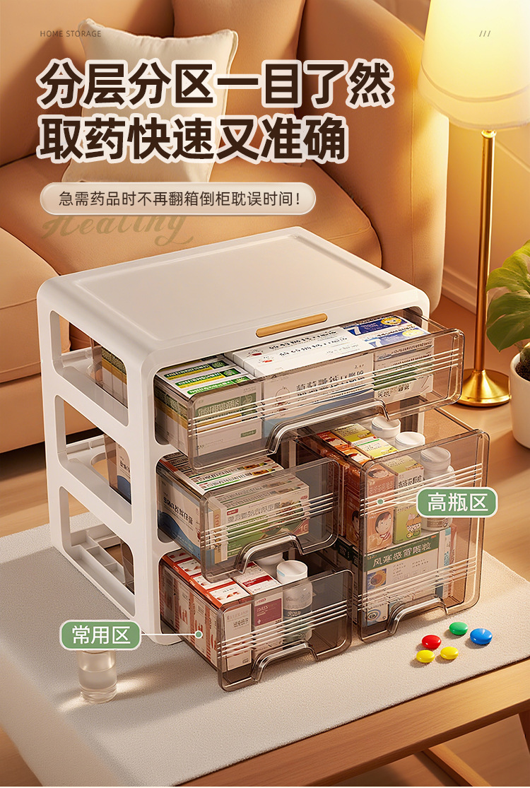 Transparent medicine box, household drawer-type medicine storage box, large-capacity household medicine box, multi-layer storage cabinet for commonly used medicines pic 3