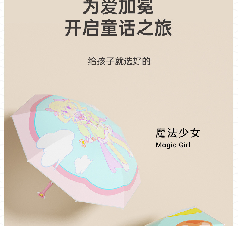 ZUODU左都儿童晴雨伞 女孩小学生晴雨两用长柄反光上学防晒遮阳伞详情17