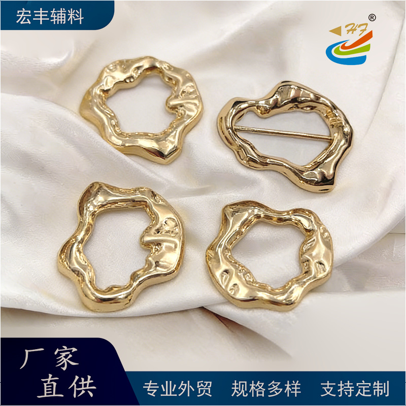 金色跨境欧美风环保金属装饰扣泳衣扣服饰比基尼饰品胸前连接扣详情2