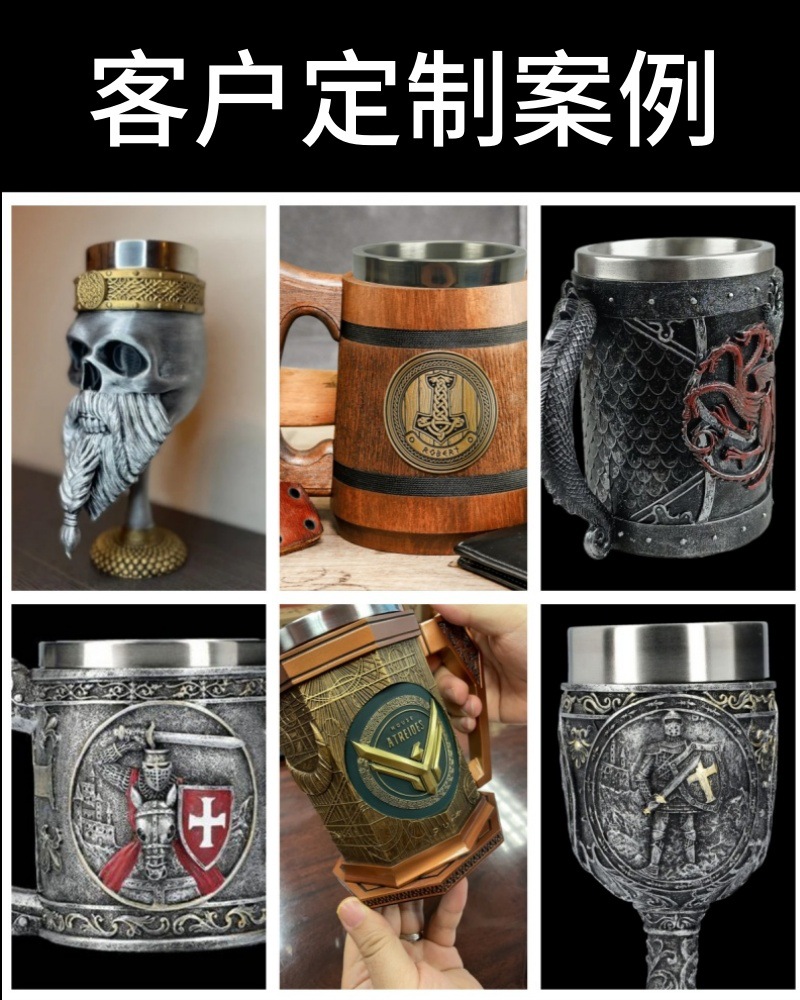 European medieval retro samurai beer mugs, sword handles, mug coffee cups, stainless steel water cups, draft beer cups pic 11