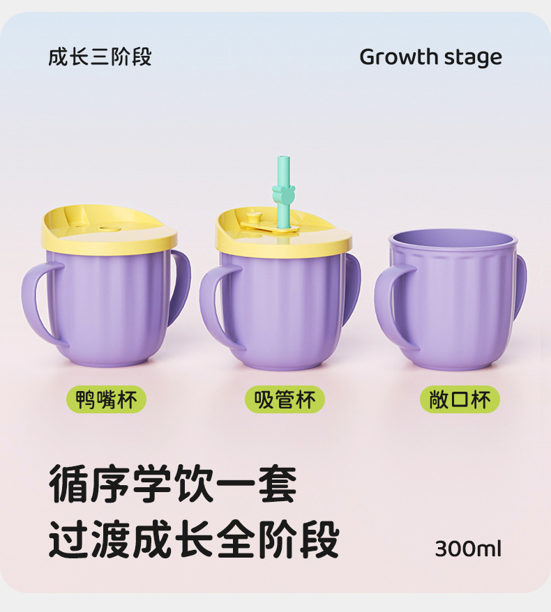 工厂批发儿童牛奶杯刻度杯带手柄冲奶粉两用耐高温防摔学饮吸管杯详情5