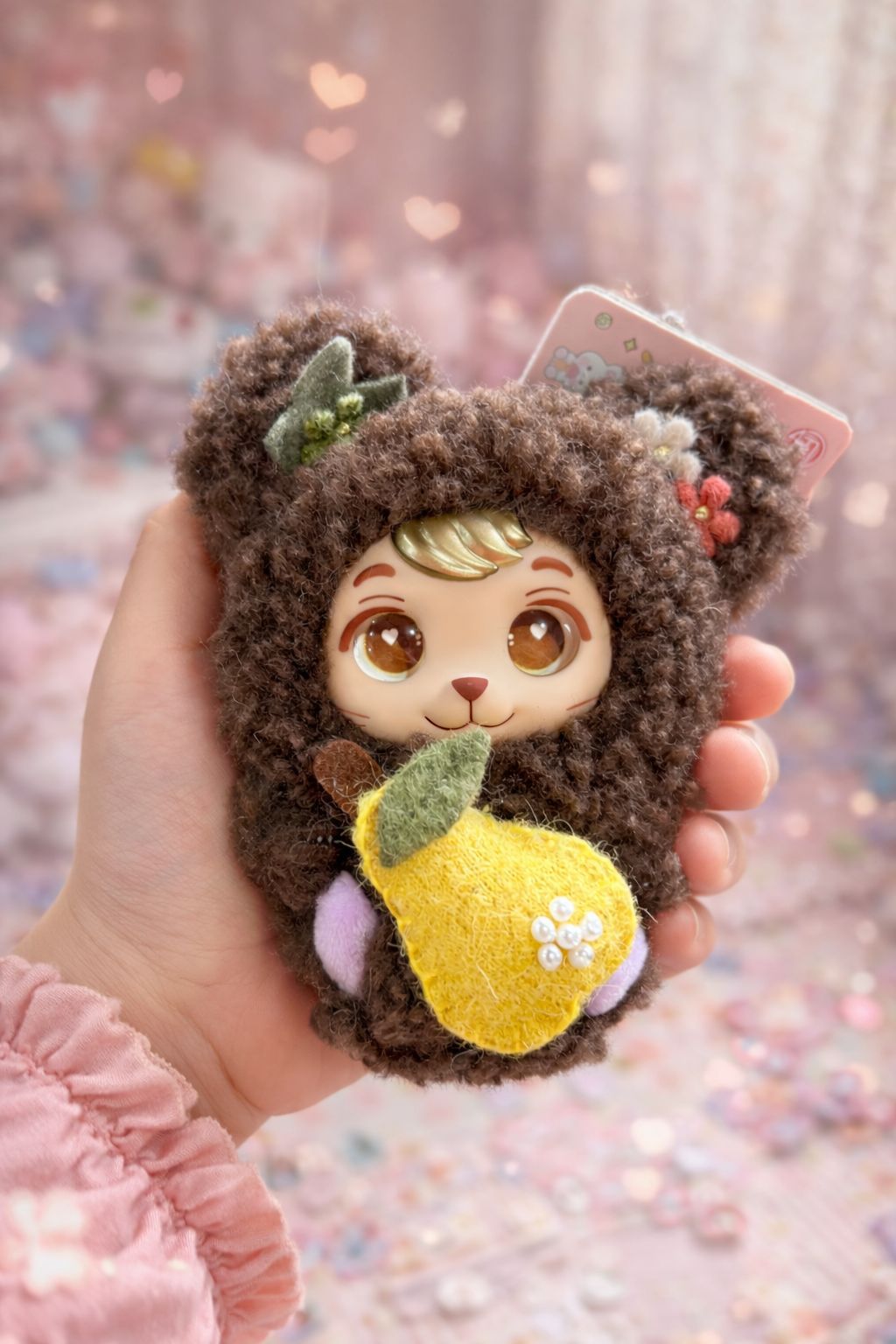 Original rubber face plush keychain pendant, plush doll figurine, birthday gift pic 3