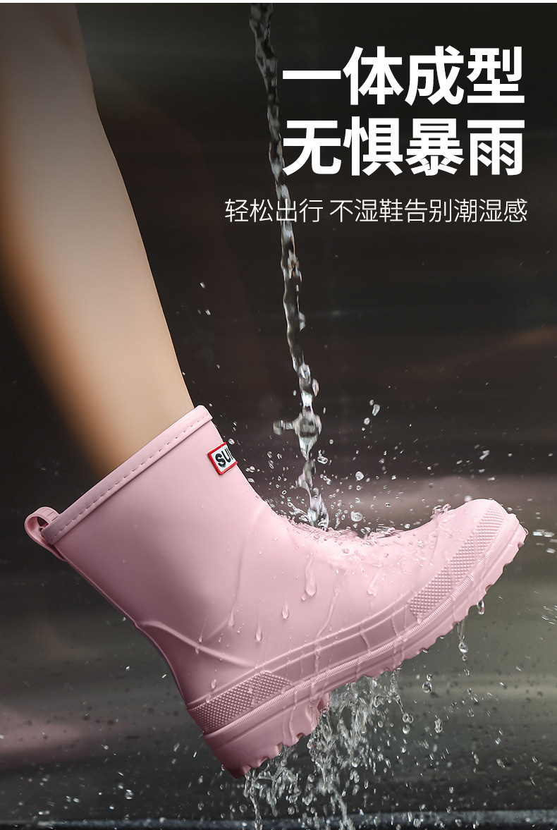 新款时尚韩版雨鞋女潮流短筒水鞋工作外穿工作鞋洗车防水防滑胶鞋详情3