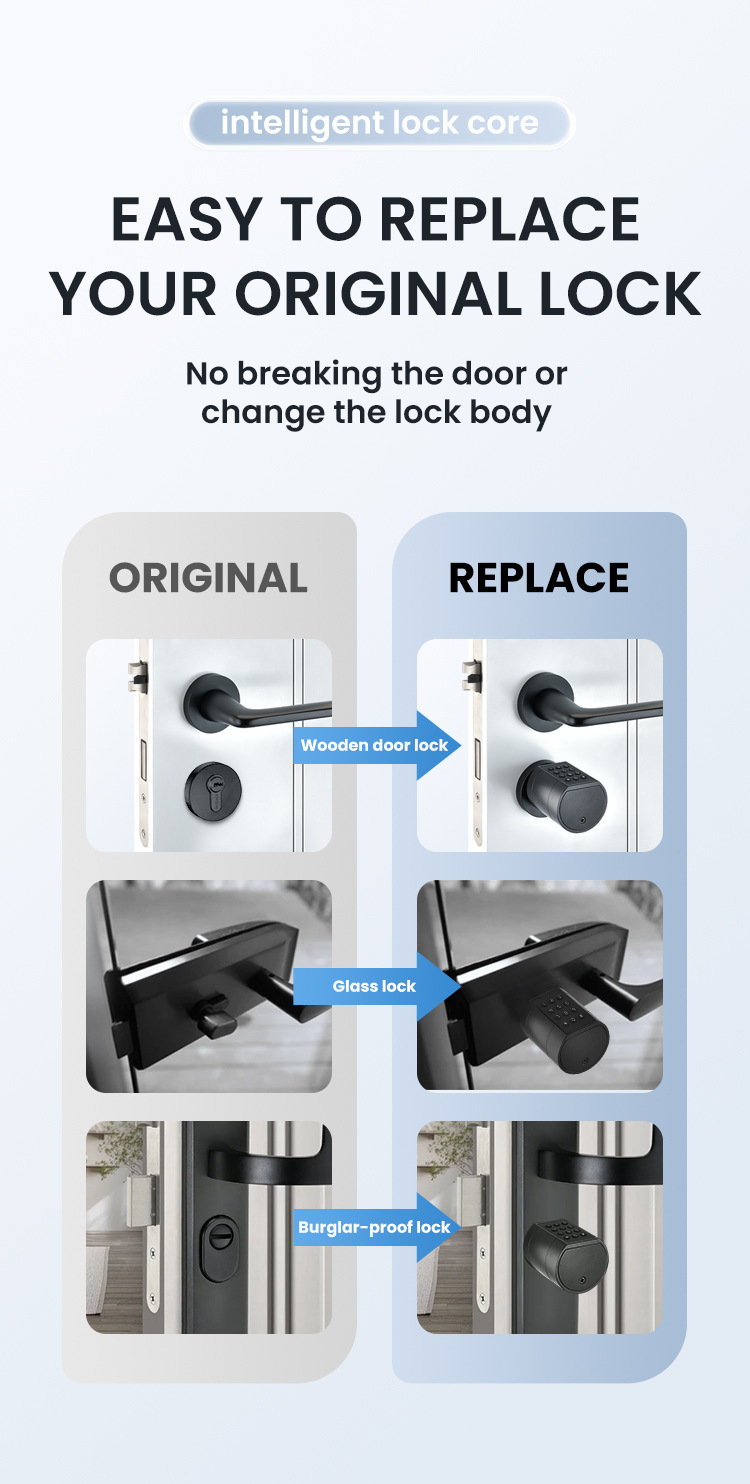 Cross-border smart lock core, graffiti all Bluetooth fingerprint password lock, indoor office apartment adjustable smart door lock pic 5