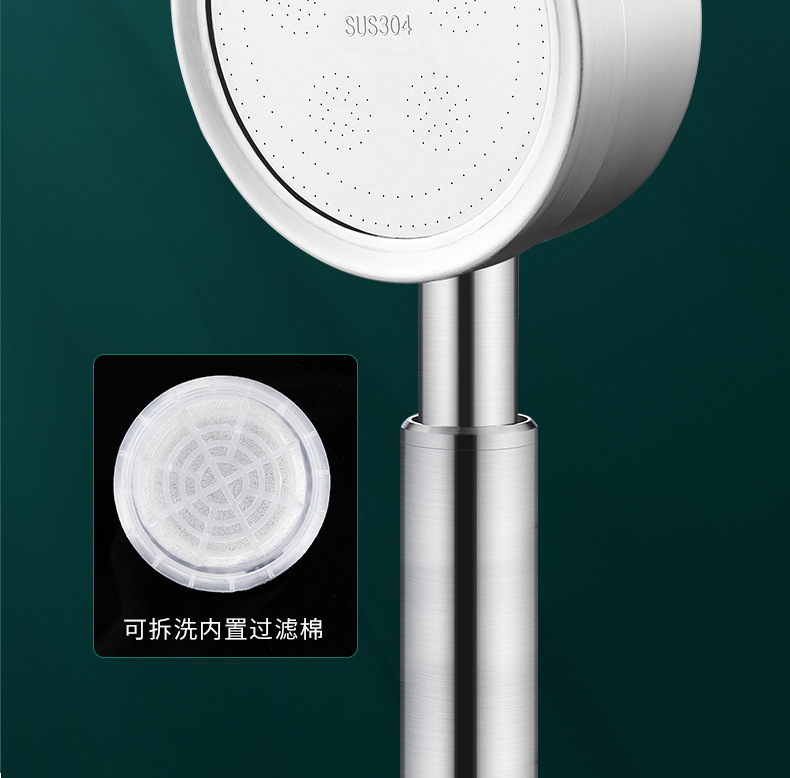 Source factory bathroom 304 stainless steel Small Waist pressurized high-pressure showerhead with hose set, shower head pic 9