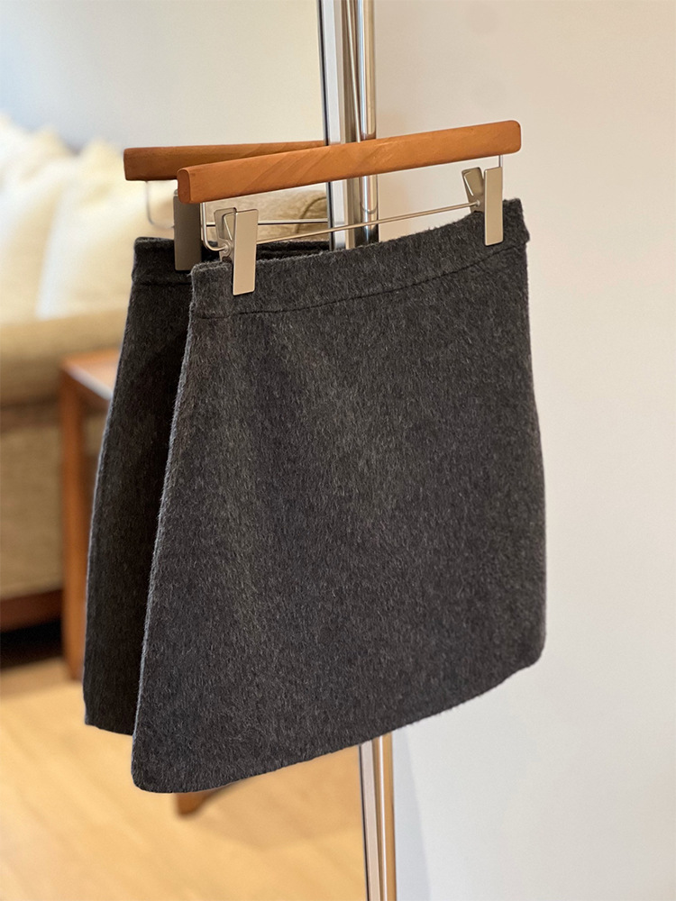 Four Beauties Slimming 100% short plush woolen A-line short skirt for women 25 winter New minimalist half skirt 9442 pic 41
