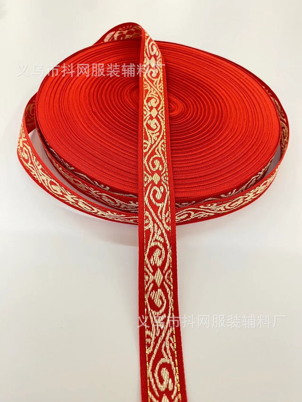 1.0-1.7厘米大红色中国风喜庆织带蝴蝶结少数民族服装辅料批发详情55