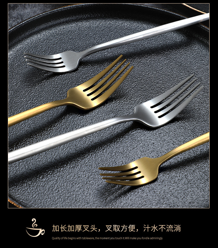 Island Qi 304 Stainless Steel Knife, fork and Spoon Restaurant Hotel Western Cuisine steak knife and fork Creative Portuguese knife, fork and spoon ins style pic 13