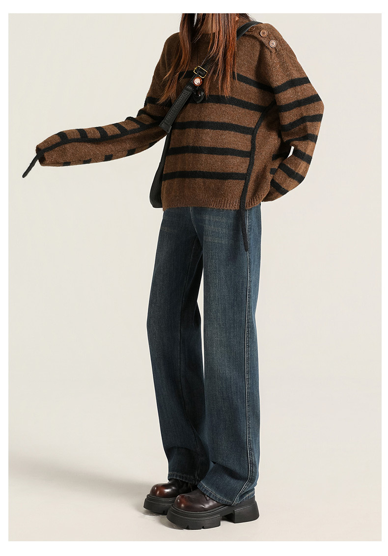 Fleece, warm, super soft, elastic, narrow, wide, straight, smooth, classic, versatile, loose, comfortable, thick denim autumn wear pic 17