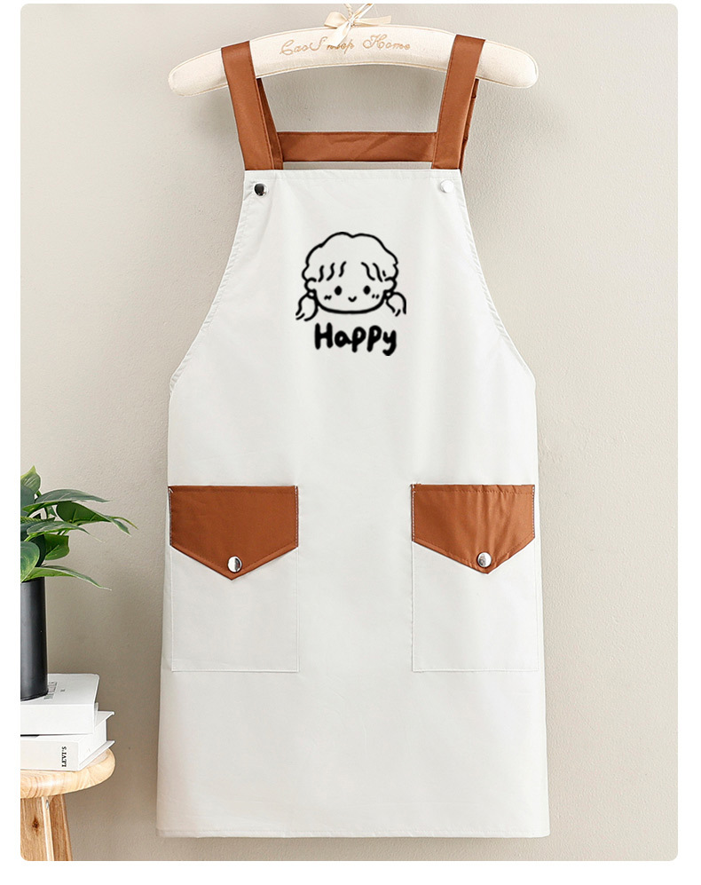 Korean waterproof shoulder strap apron, kitchen home oil-resistant cooking waist, no-wash, catering, work clothes for cooking and baking, printed apron, sleeveless for women pic 13