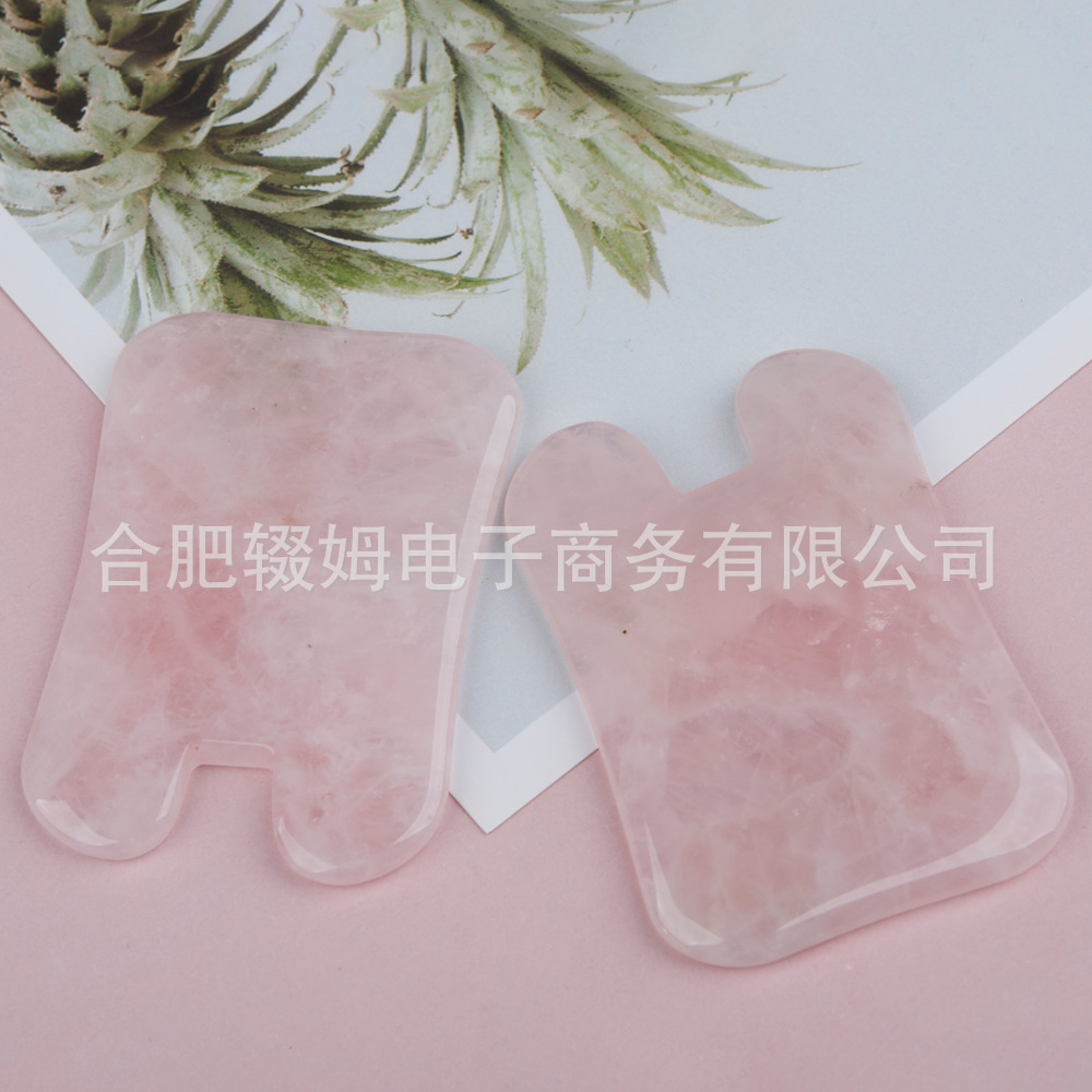 粉晶玉石厂家刮痧板粉水晶绿东陵面部脸部美容刮痧颈椎腿部全身详情17