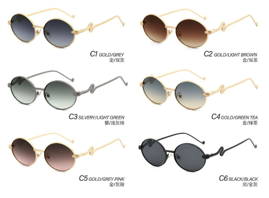Niche snake print espejos piernas gafas de sol unisex vintage metal montura redonda gafas de sol estilo personal gafas influencers pic 2