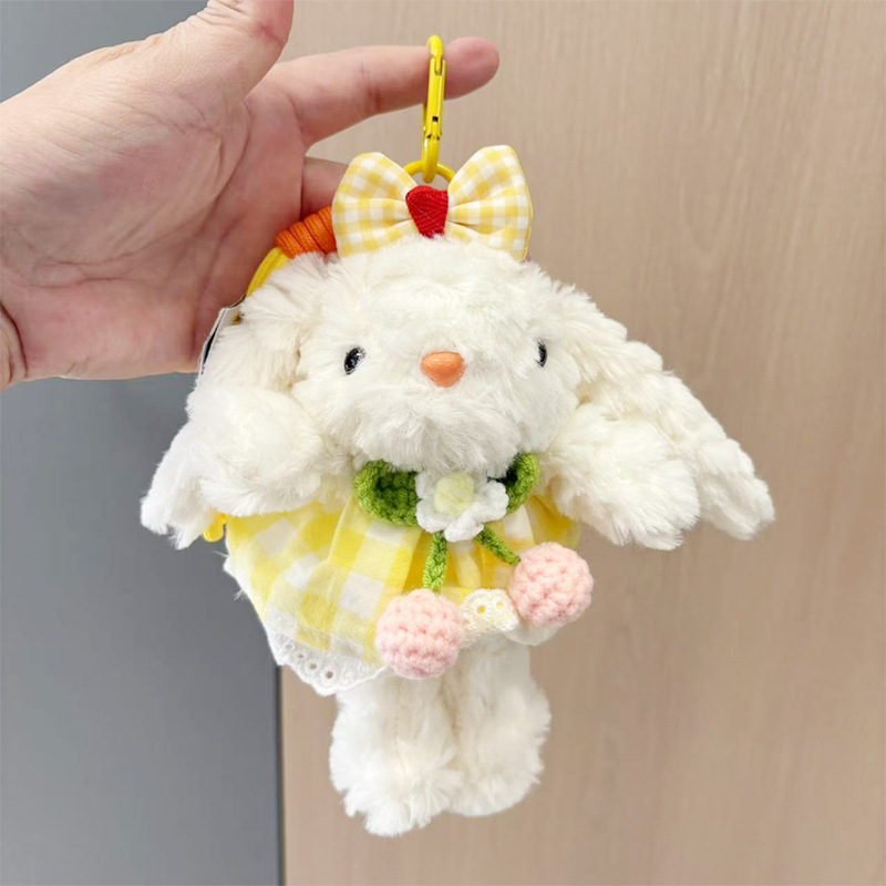 多巴胺格子长耳兔包包挂件小饰品可爱钥匙扣公仔玩偶兔子毛绒玩具详情29