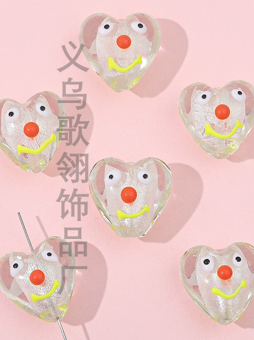 情人节手绘琉璃桃心DIY手链项链手机链斜挎链配饰详情7