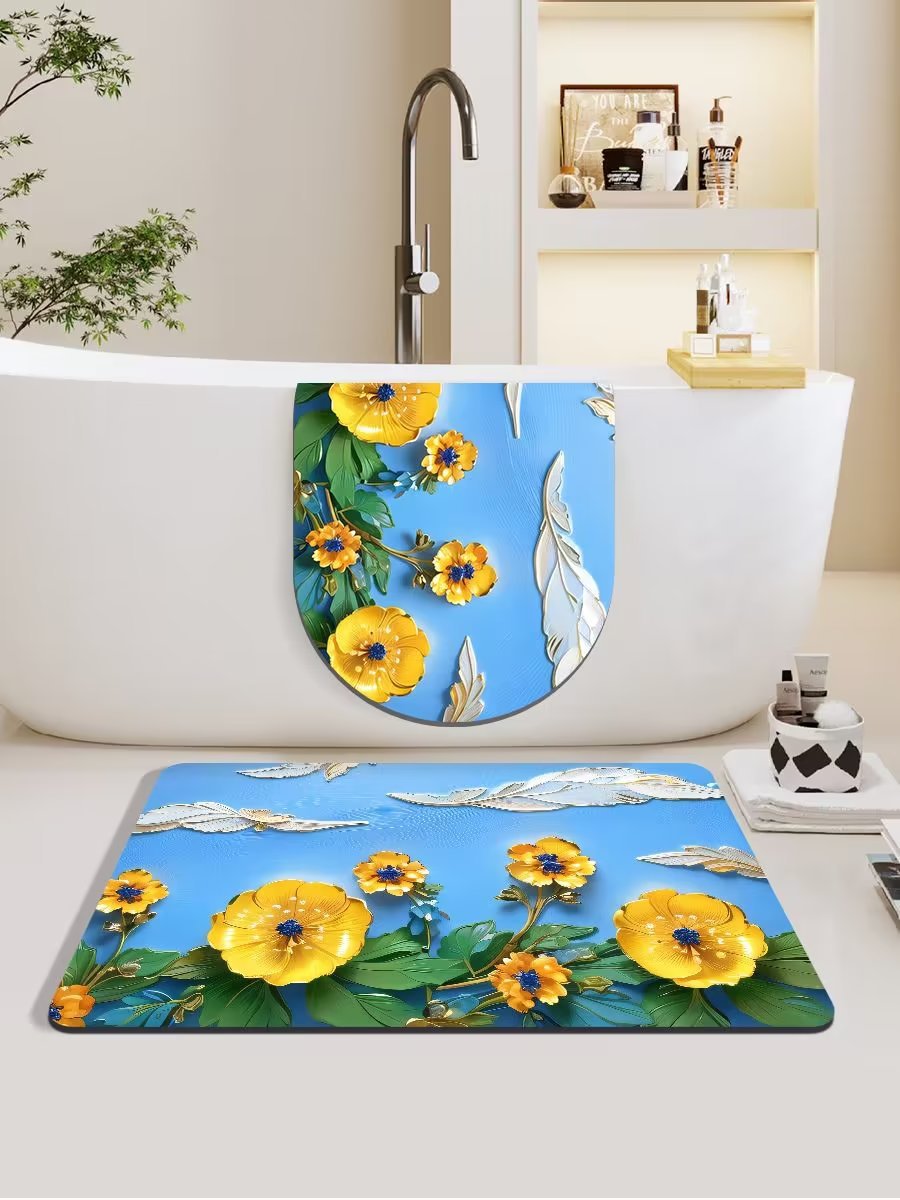 膨胀风3D油画浴室垫家用卫生间进门吸水地垫防滑硅藻泥地垫厕所垫详情15