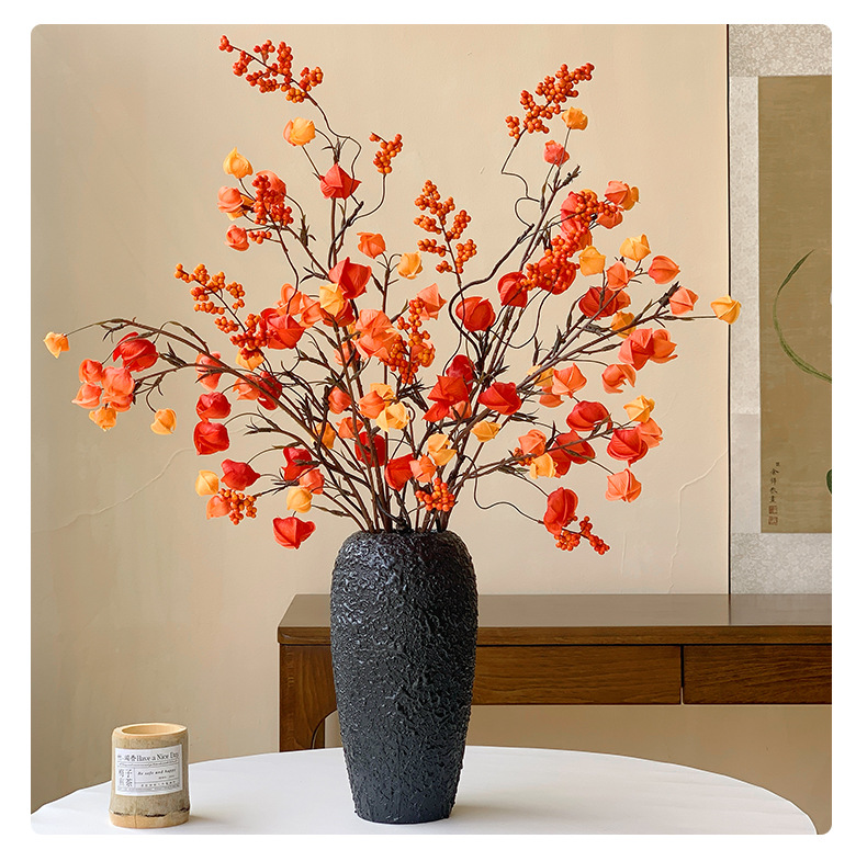 灯笼果仿真花假花摆设栾树果干花年宵花家居装饰花艺摆件直播代发详情15