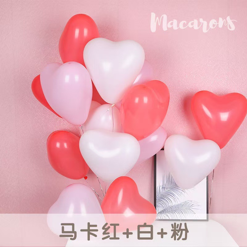 Macaron heart-shaped balloons for the Qixi Festival confession, wedding decoration, birthday party, cute girl atmosphere, and non-toxic pic 30