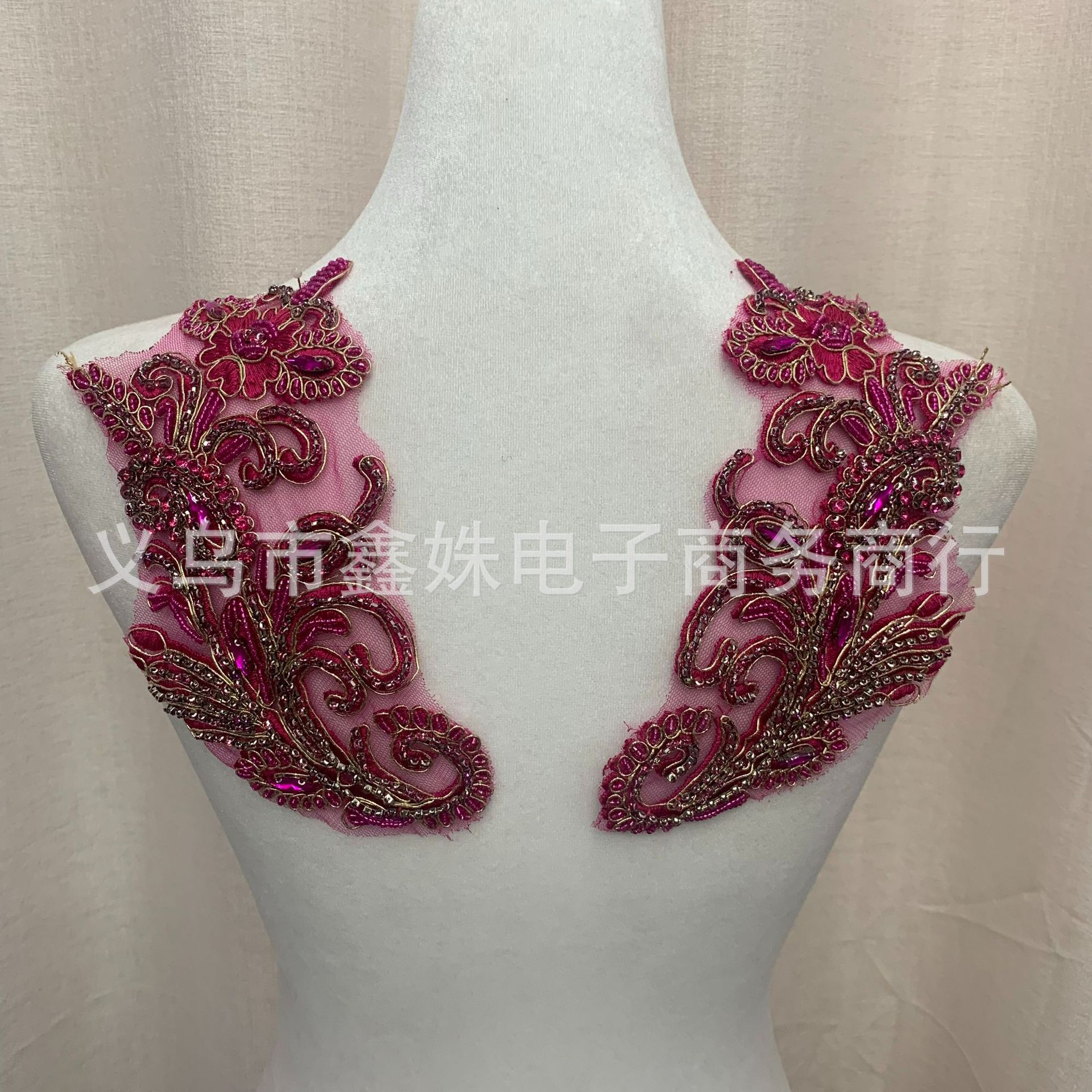 DIY handcrafted wedding dress accessories, dress accessories and clothing accessories with multi-color hand-stitched beaded and beaded lace patchwork pic 1