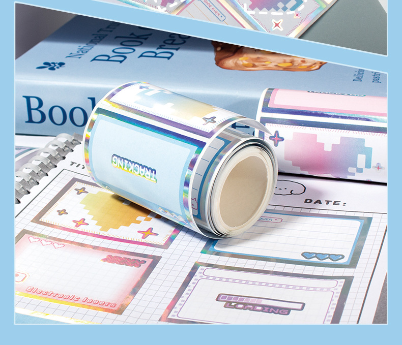 咔米咔米像素爱心镭射抽拉便利贴学生改错贴创意便签贴纸错题标签详情7