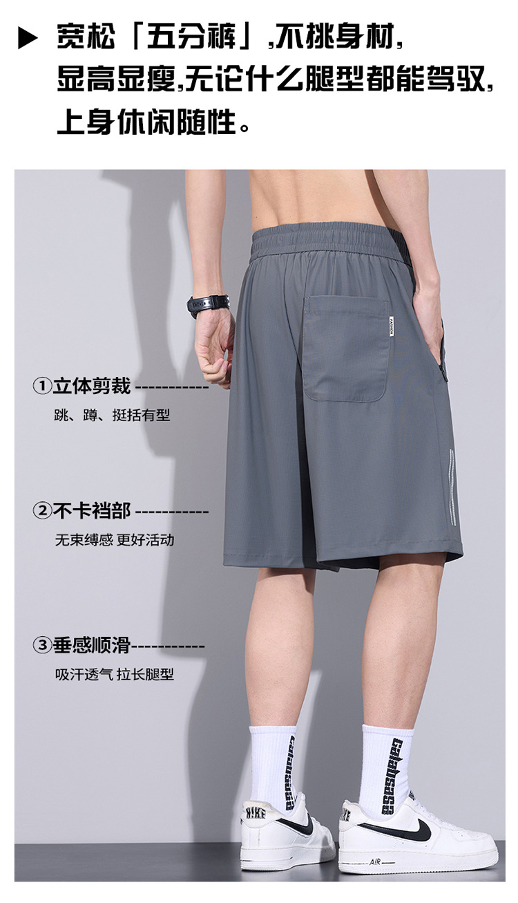 冰丝短裤男士夏季薄款2025新款速干外穿沙滩宽松休闲运动五分裤详情2