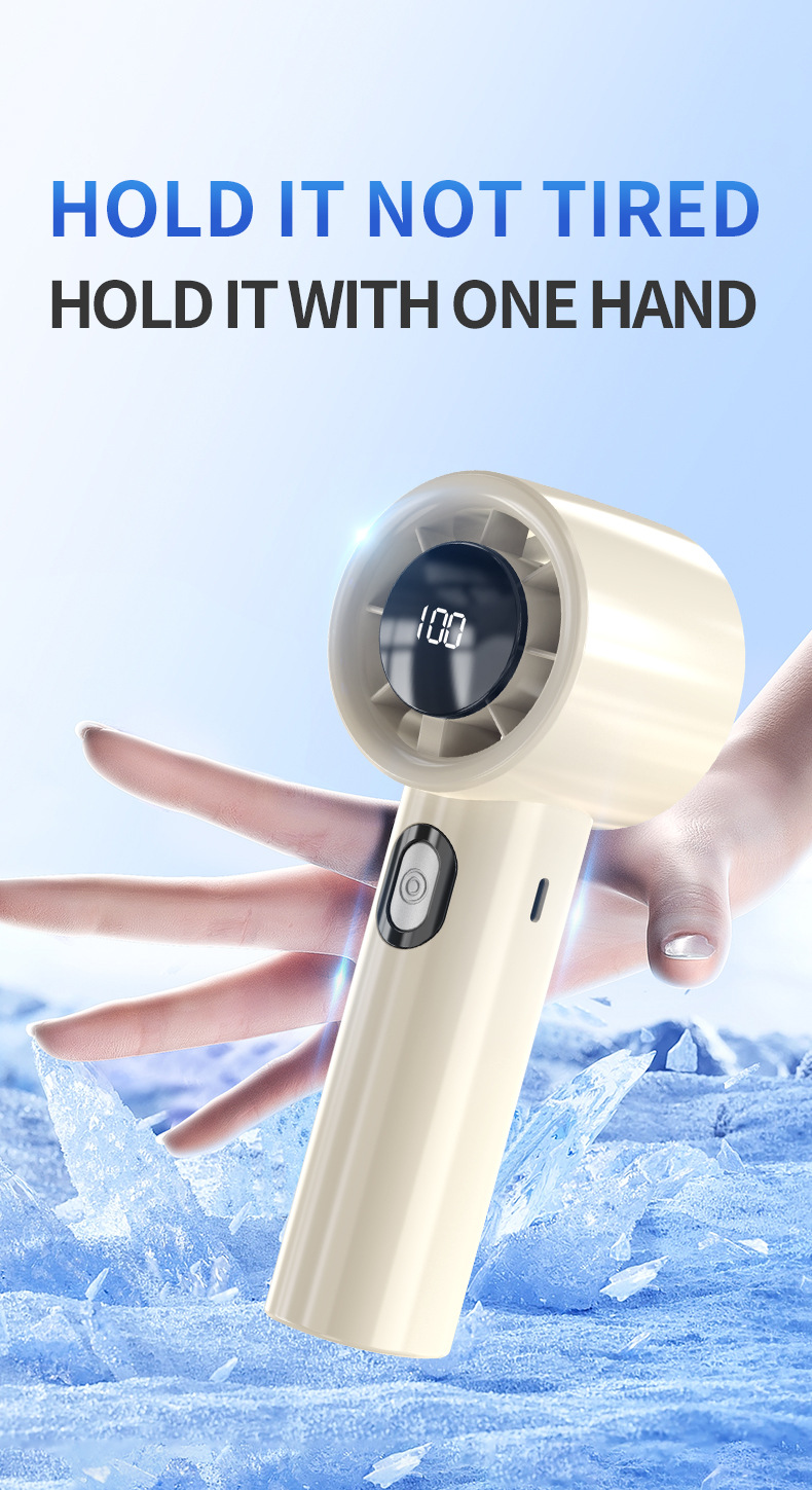 New mini rechargeable portable handheld fan for cross-border foreign trade, usb desktop fan factory speed regulation digital display 100 stops pic 5