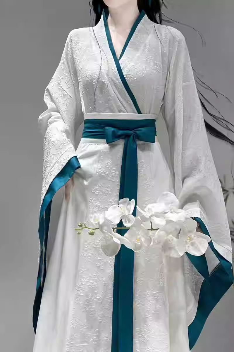 国潮-古装汉服女中国风魏晋交领宽松齐腰直裾襦裙国潮详情13