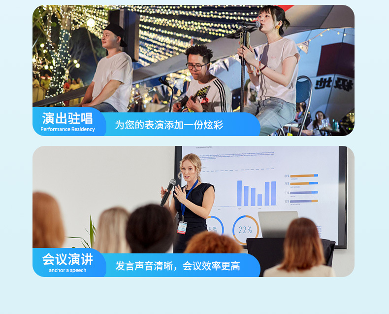 2.4G无线麦克风话筒一拖二专业户外舞台音响家用直播声卡唱歌话筒详情13