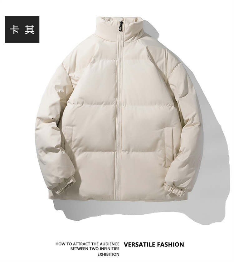 新款羽绒棉服男士外套冬季棉衣加厚潮牌大码立领宽松纯色情侣棉袄详情9