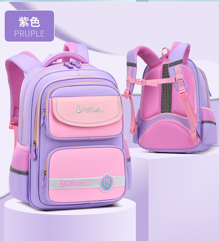 大尾猫小学生大容量轻便减负耐磨不驼背双肩背包时尚休闲大书包详情15