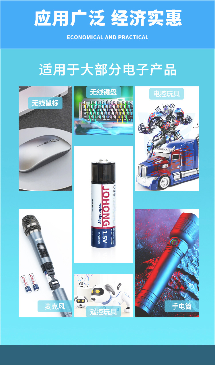 1.5V 1000mah rechargeable battery No.5, USB lithium battery for mouse and keyboard, TYPE-C rechargeable lithium battery pic 9