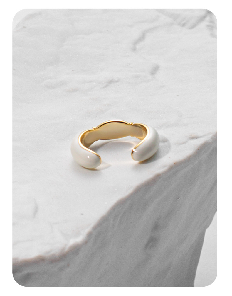 AB家奶油白珐琅戒指女小众高级轻奢法式复古戒指高级感开口戒指详情19