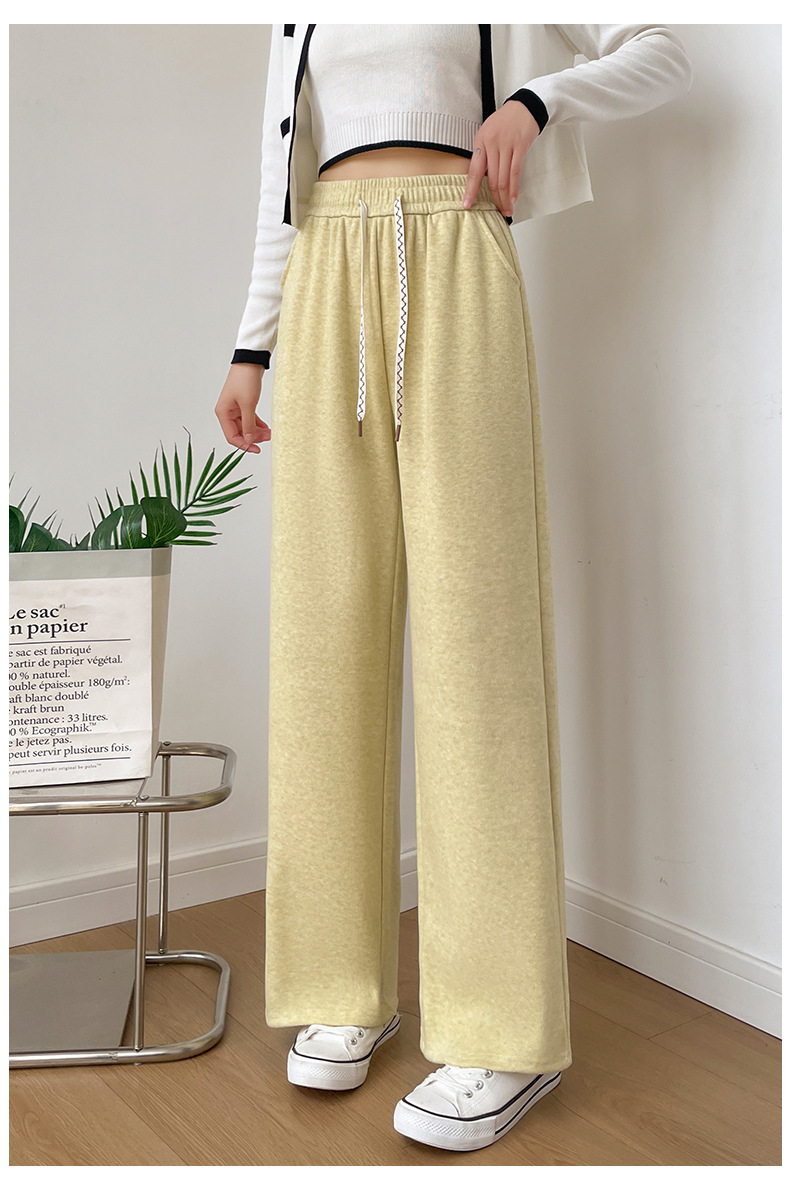 秋季窄版垂感阔腿裤2025宽松休闲冰丝运动裤黑白色裤子新款女详情19