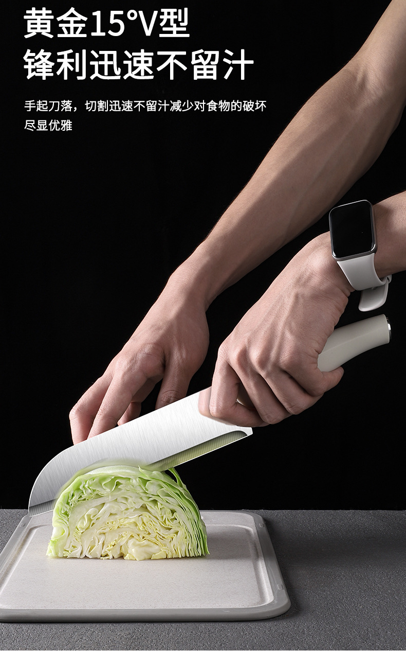 跨境刀具套装厨房款家用不锈钢菜刀组合切肉刀水果刀网红全套批发详情3