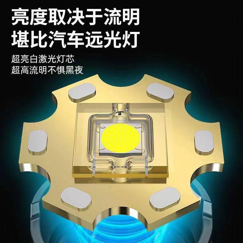 A new cross-border white laser retractable zoom rechargeable outdoor long-range long-range long-lasting high-intensity white laser flashlight pic 3