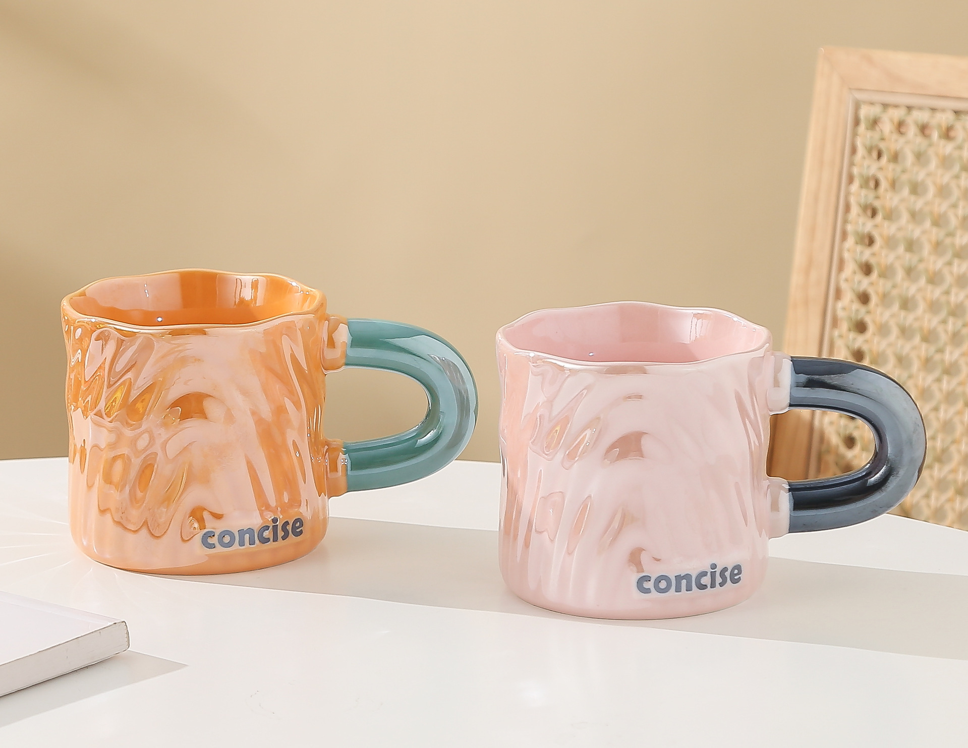 创意伴手礼品树纹陶瓷杯3D立体浮雕炫彩撞色马克杯奶fufu情侣水杯详情2