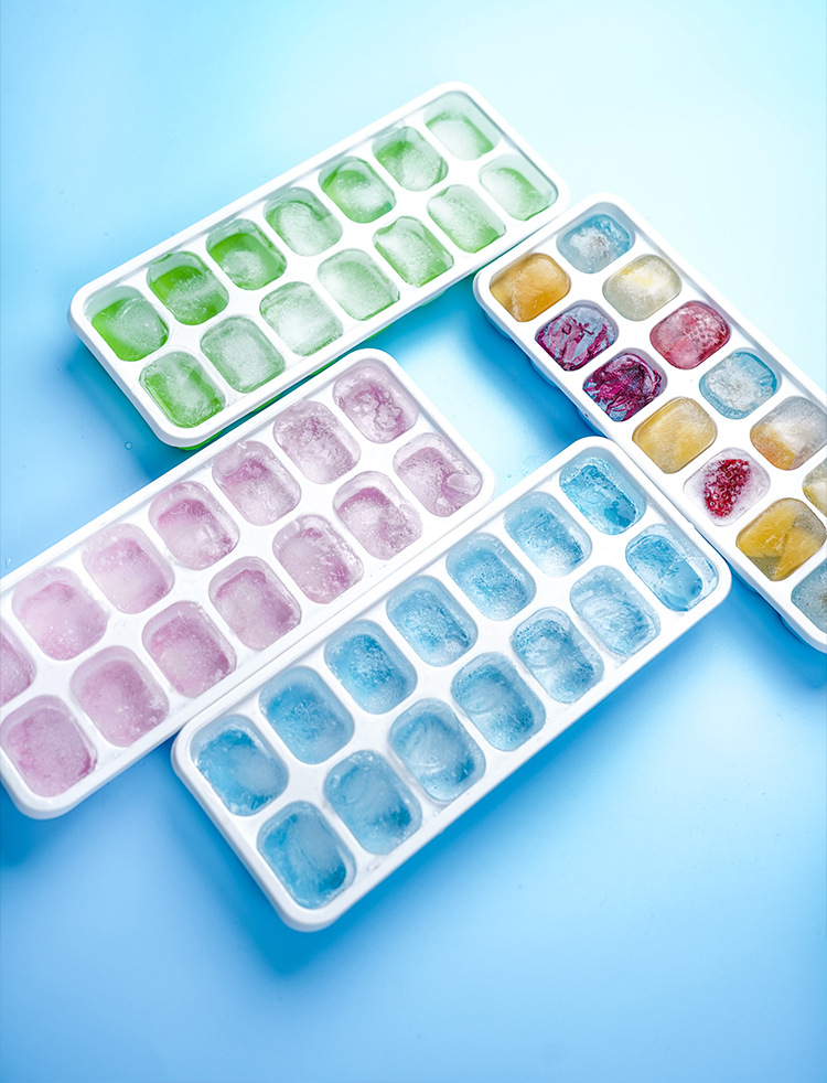 Wholesale 14-compartment ice cubes, square ice cube tray molds with LIDS, silicone soft bottom, easy to demold, homemade ice cube trays pic 9