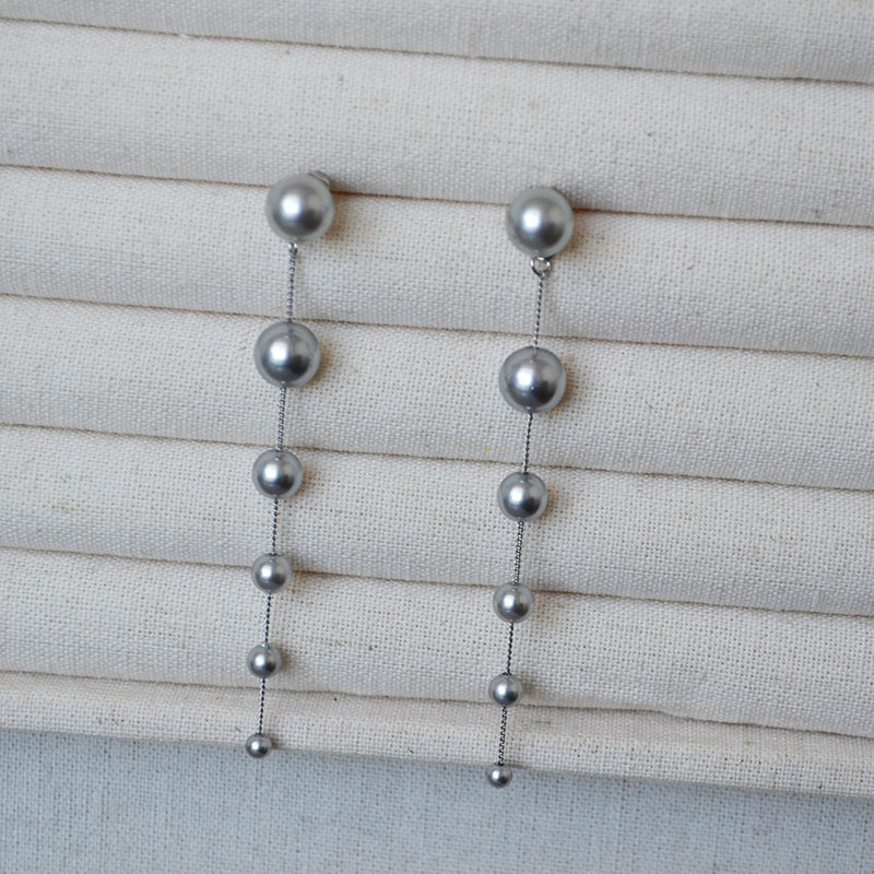 日韩小众简约气质渐变大小珍珠流苏925银针耳环长款设计感耳饰女详情15