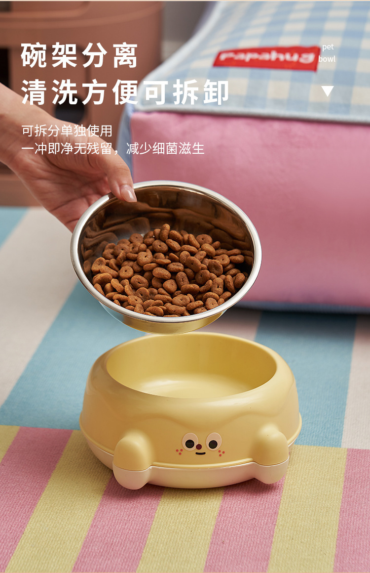 Factory pet bowl, stainless steel cat slanted neck guard drinking bowl, high-legged single bowl cat bowl, anti-slip and anti-tipping tableware pic 5