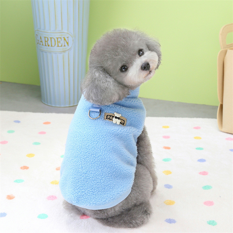 23年秋冬季新款可牵引加厚双层韩系羊羔绒宠物狗狗马甲详情13