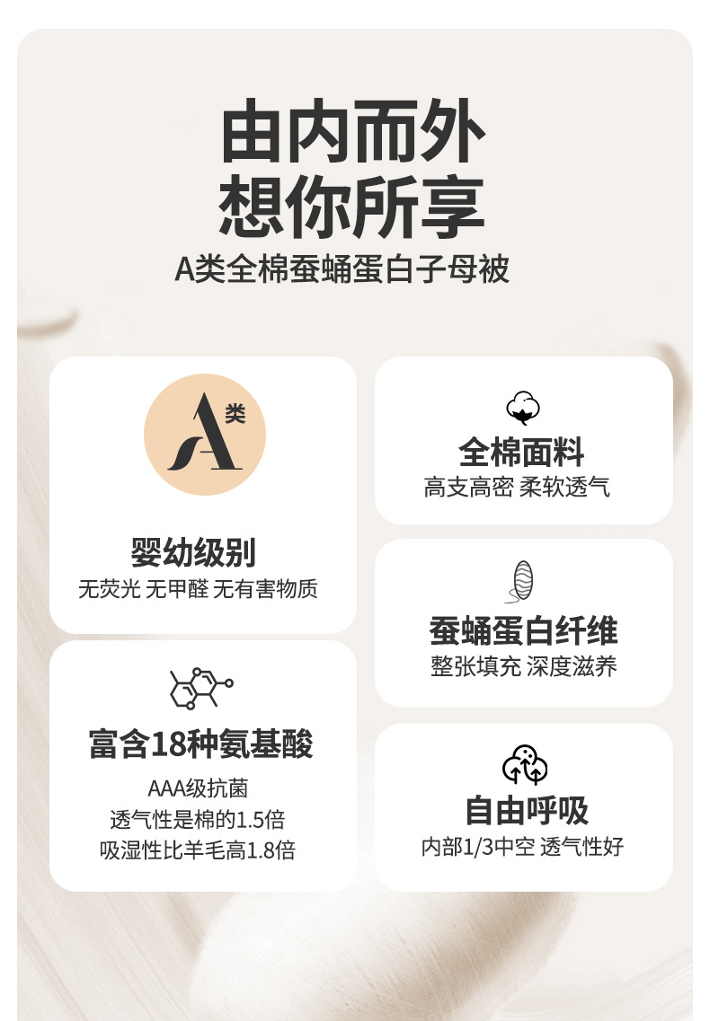 A类蚕丝被二合一拉链款子母被四季棉被加厚被子冬被被芯 空调夏被详情5