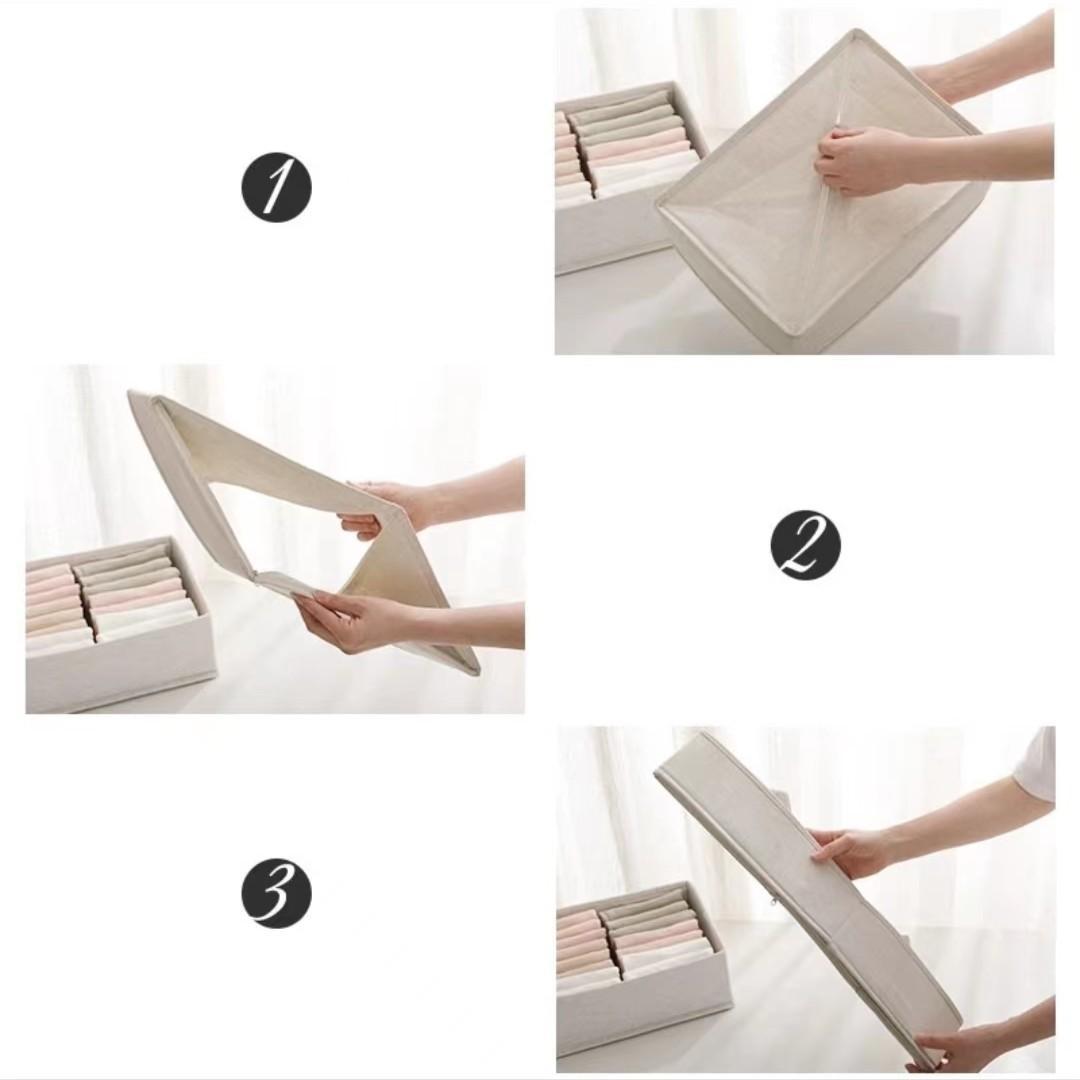 棉麻袜子收纳盒可折叠水洗布艺家用桌面收纳盒衣柜抽屉内裤整理盒详情2