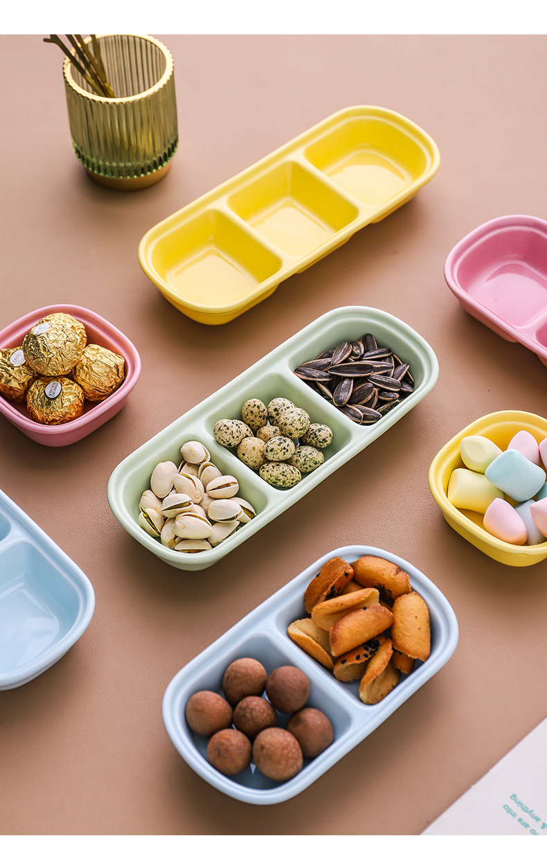 Ceramic snack plates, Nordic-style glazed soy sauce plates, dipping sauce vinegar plates, two, three or four compartments ceramic seasoning plates pic 8